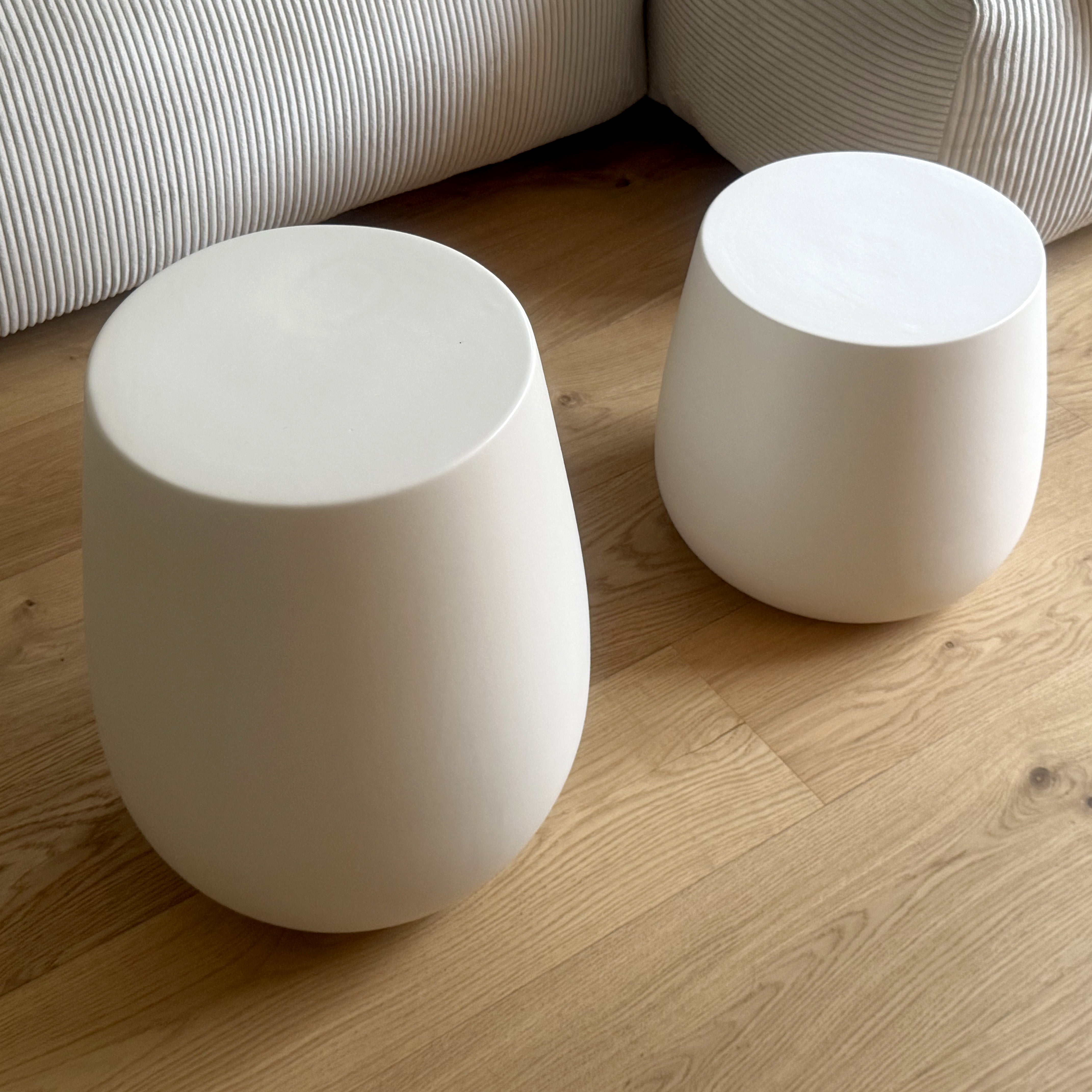 Small Ceramic Side Table DRUM | Off-White