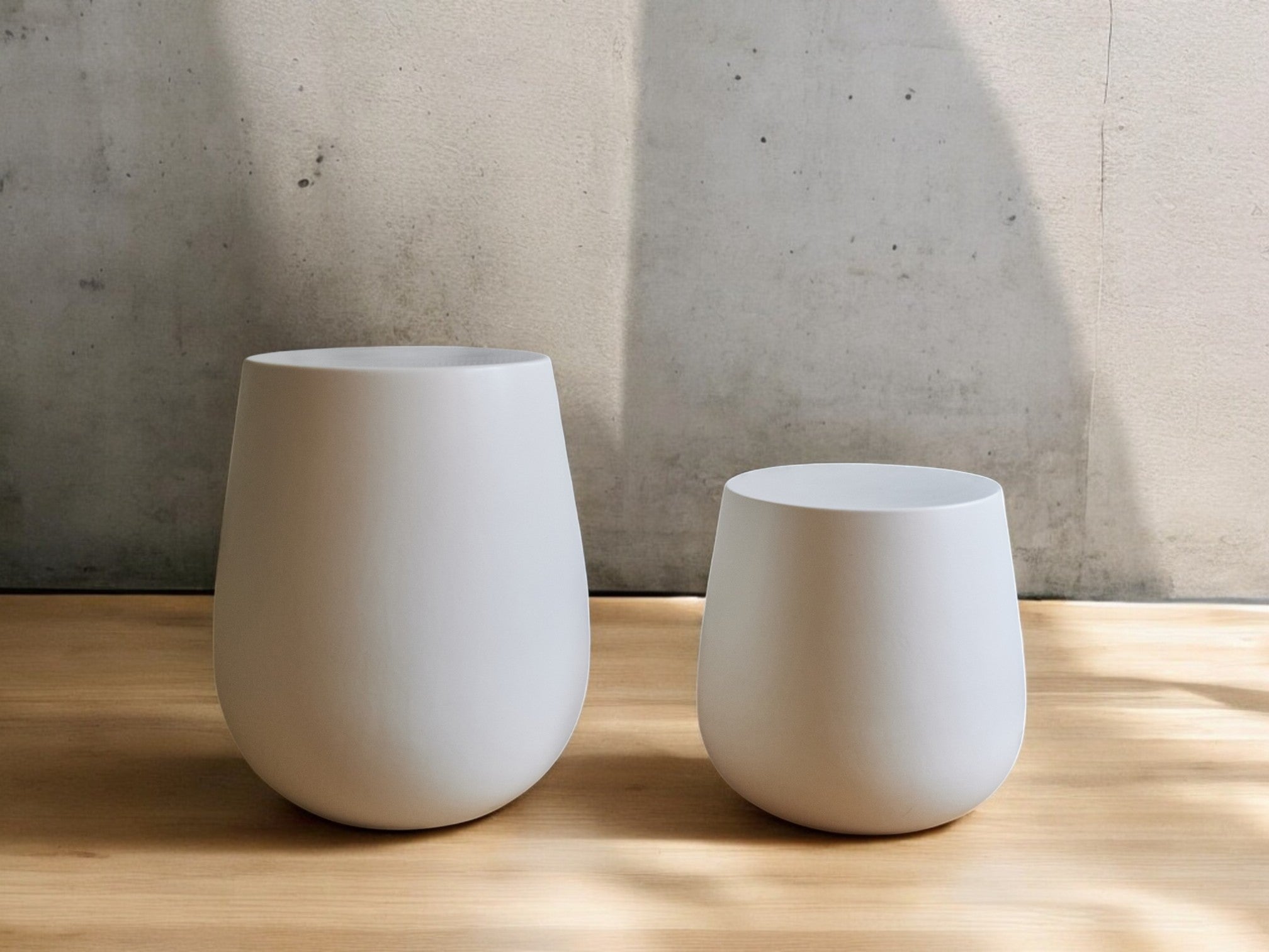 Small Ceramic Side Table DRUM | Off-White